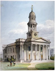 Nouvelle église de St Marylebone, Londres, 1816