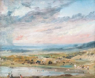 Hampstead Heath, avec étang et baigneurs