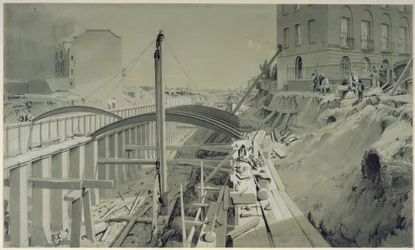 Construction des murs de soutènement à Park Street, Camden Town, septembre 1836