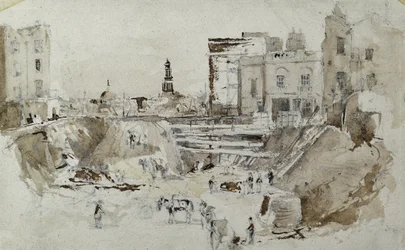 Construction du chemin de fer de Londres à Birmingham, vers 1835