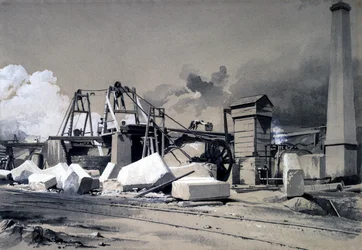 Puits de ventilation et moteur de levage, tunnel de Kilsby, 18 juillet 1837
