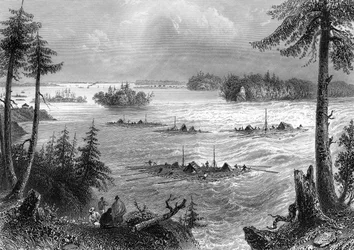 La jonction des rivières Ottawa et Saint-Laurent, Canada, 1842