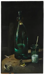Nature morte avec bouteille et verre