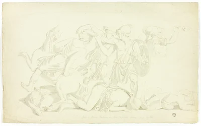 Ancien bas-relief avec bataille des Amazones