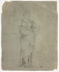 Ancienne statue de figure féminine debout