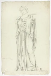 Statue Antique de Femme Drapée Debout