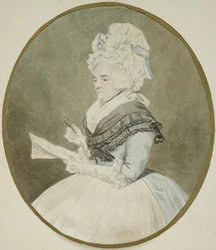 Vieille dame avec une loupe