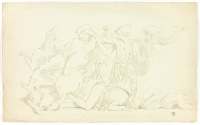 Ancien bas-relief avec bataille des Amazones