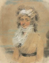 Jeune femme avec un nœud blanc sur la tête