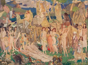 Ivoire, singes et paons : La reine de Saba, v. 1909