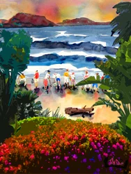 Rencontre sur une plage tropicale