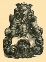 Heurtoir de porte avec dauphins et satyres, début du XVIIe siècle, 1881
