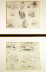 Divers croquis de scènes de campagne (juvénilia), vers 1842
