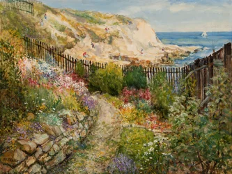 Un jardin de Cullercoats surplombant la mer