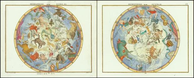 1776 - John Flamsteed - Hémisphère austral et hémisphère boréal