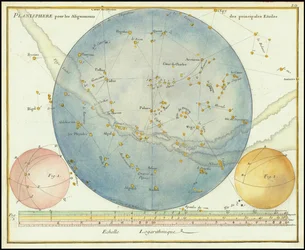 1776 - John Flamsteed - Planisphere pour les Alignements des principales Etoiles