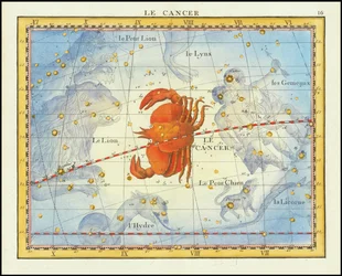Carte de 1776 de la constellation du Cancer et des constellations voisines, tirée de l
