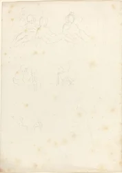 Études de figures assises et allongées