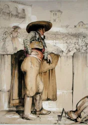 Un torero regarde derrière la barricade, de 