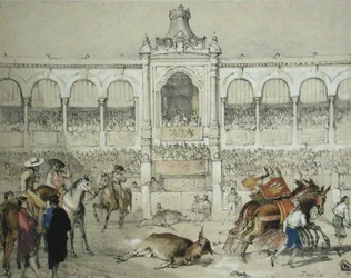Corrida de Séville : Retrait du taureau mort de l