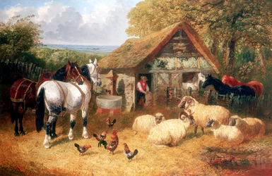 Scène de cour de ferme, vers 1840-1900