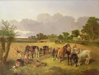 Équipe de charrue au repos