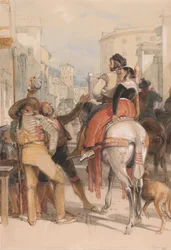 Scène de rue à Grenade le jour de la corrida