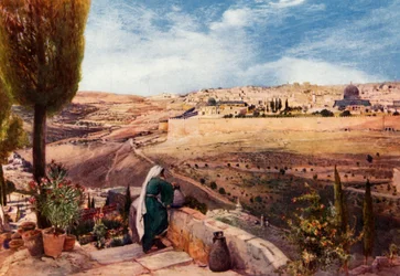 Jérusalem vue du mont des Oliviers, où le Christ pleura sur la ville, 1902