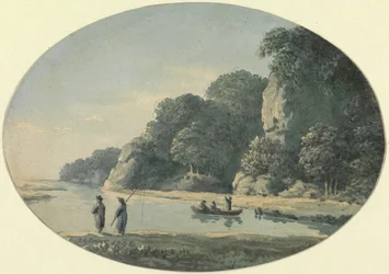 Rivière avec pêcheur, 1792