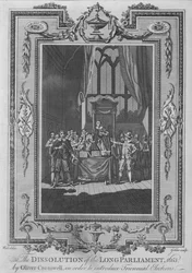La dissolution du Long Parlement, 1653, par Oliver Cromwell, pour introduire le Triennal Ele