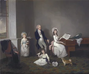 John Richard Comyns de Hylands Essex, avec ses filles, 1775