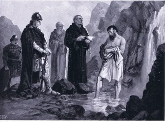 Baptême de Boris Ier, illustration tirée de Hutchinson