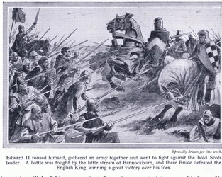 Édouard II rassembla une armée et livra bataille à Bannockburn en 1314 après J.-C., où Bruce vainquit les Anglais, vers 1950