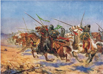 La cavalerie de Shahrbaraz chargeant, illustration tirée de «L