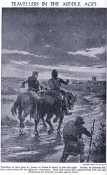 Voyageurs au Moyen Âge. Quand la nuit tombait, les voyageurs cherchaient les lumières d