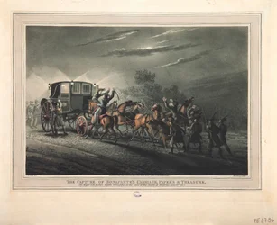 La capture de la voiture, des papiers et du trésor de Bonaparte par le Major Von Keller, 1816