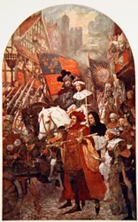 Bande défilant en soutien à Édouard IV à la bataille de Barnet