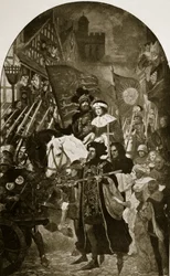 Henri VI est emmené à la bataille de Barnet, 1471, illustration de 