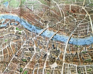 Vue en ballon de Londres par Banks, publiée par Banks und Co., 1851 (détail)