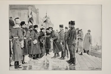 Lady Minto présentant les couleurs à Herchmer