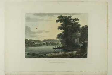 Vue au-dessus des chutes de Schuylkill, planche trois du premier numéro de Vues pittoresques des paysages américains