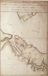 Carte britannique du Siège de Yorktown, 1781