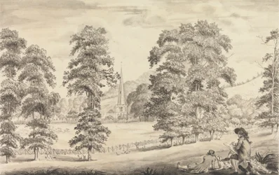 Paysage avec Clocher de l