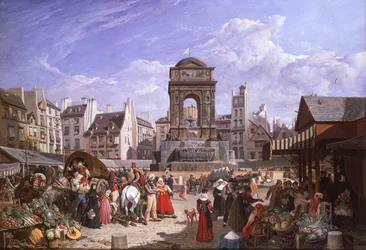 Vue du marché et de la fontaine des Innocents, Paris