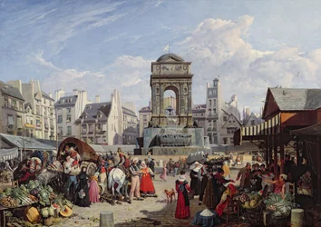Le marché et la fontaine des Innocents, Paris, 1823