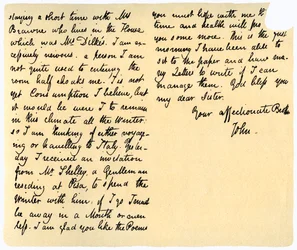 Lettre de John Keats à sa sœur, Fanny Keats, 14 août 1820