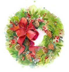 Couronne de Noël avec nœud rouge, 2016