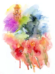 Place avec des tulipes rouges, 2016