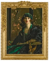 Une dame en noir et vert : Mme Freda Dudley Ward