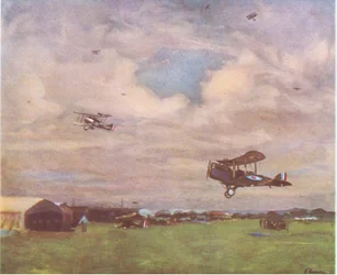 Un aérodrome en 1918, de British Adventure publié par Collins, 1947